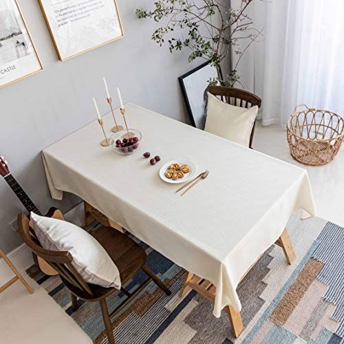 Table Cloth Solid Farmhouse Checker Table 72" x 52" (Rectangular) 06 Cream