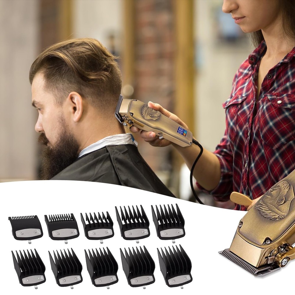 10-Piece Clipper Guard Set, Black Professional Set