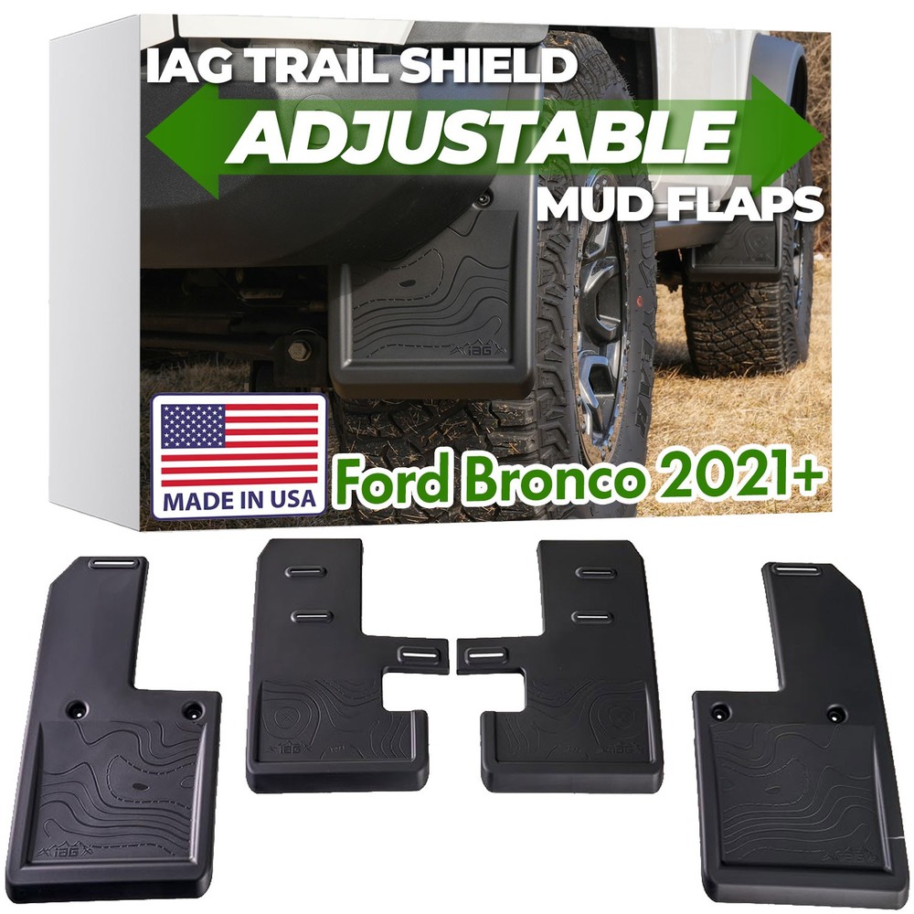 IAG Trail Shield Adjustable Mud Flaps for Ford Bronco 2021+ (Front & Rear Set)
