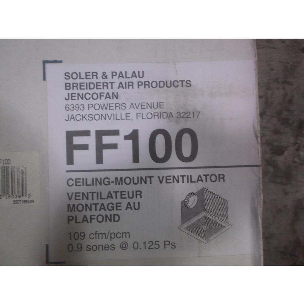SOLER & PALAU FF100 6" SINGLE SPEED VENTILATION CEILING FAN, 120/60/1 CFM 136