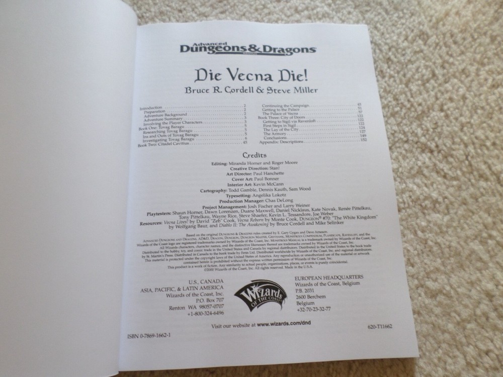 Die Vecna Die ! Dungeons & Dragons adventure module