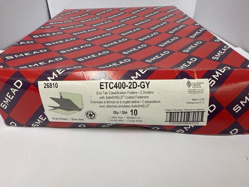 SMEAD – STARIGHT CLASSIFICATION FOLDER, END TABS, 2 DIVIDERS, GREY