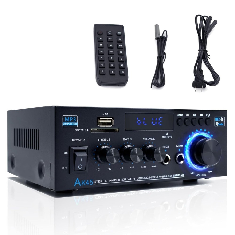Wireless BT5.0 Audio Amplifier USB 2.0+SD Card HiFi Stereo Versatile Application