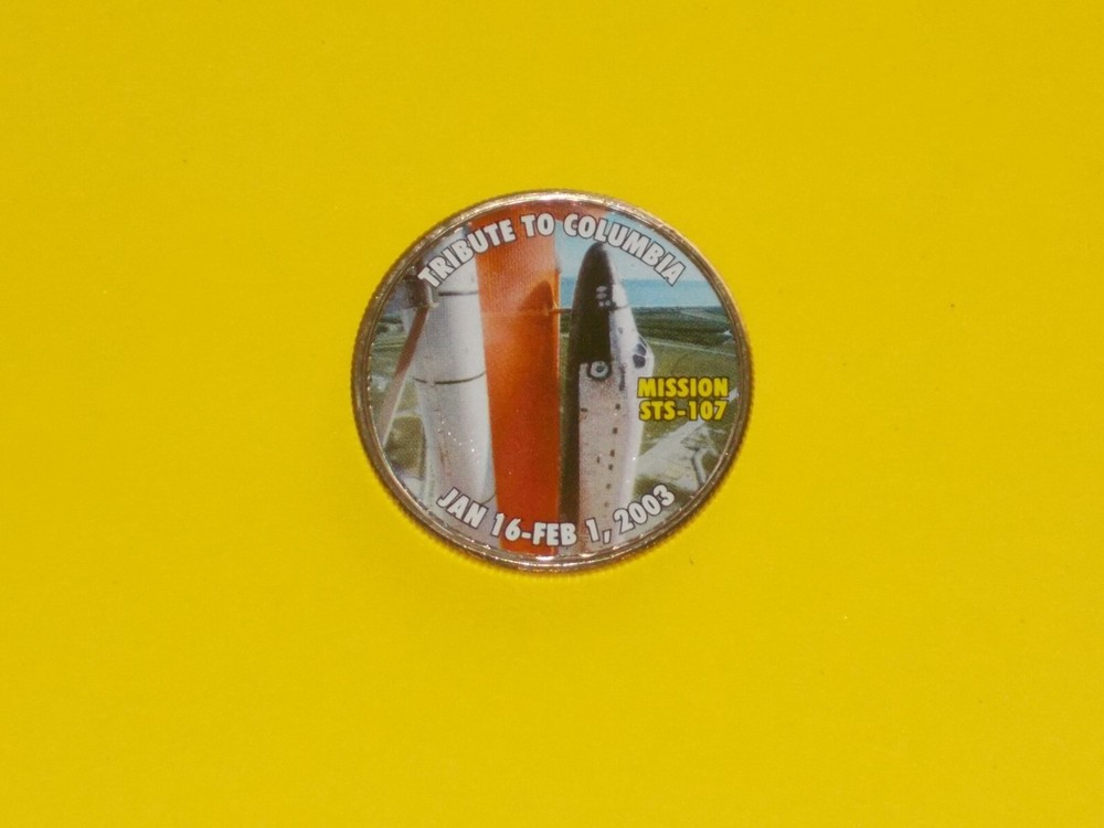 Colorized Kennedy Half Dollar - Space Program - Mission STS 107 K820