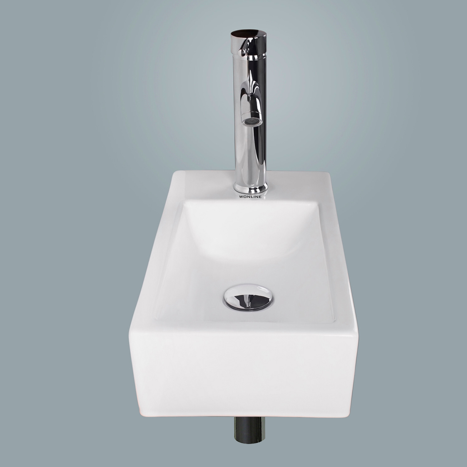 Wall Mount Bathroom Corner Sink Ceramic Vessel Small Sink w/ Faucet Drain White