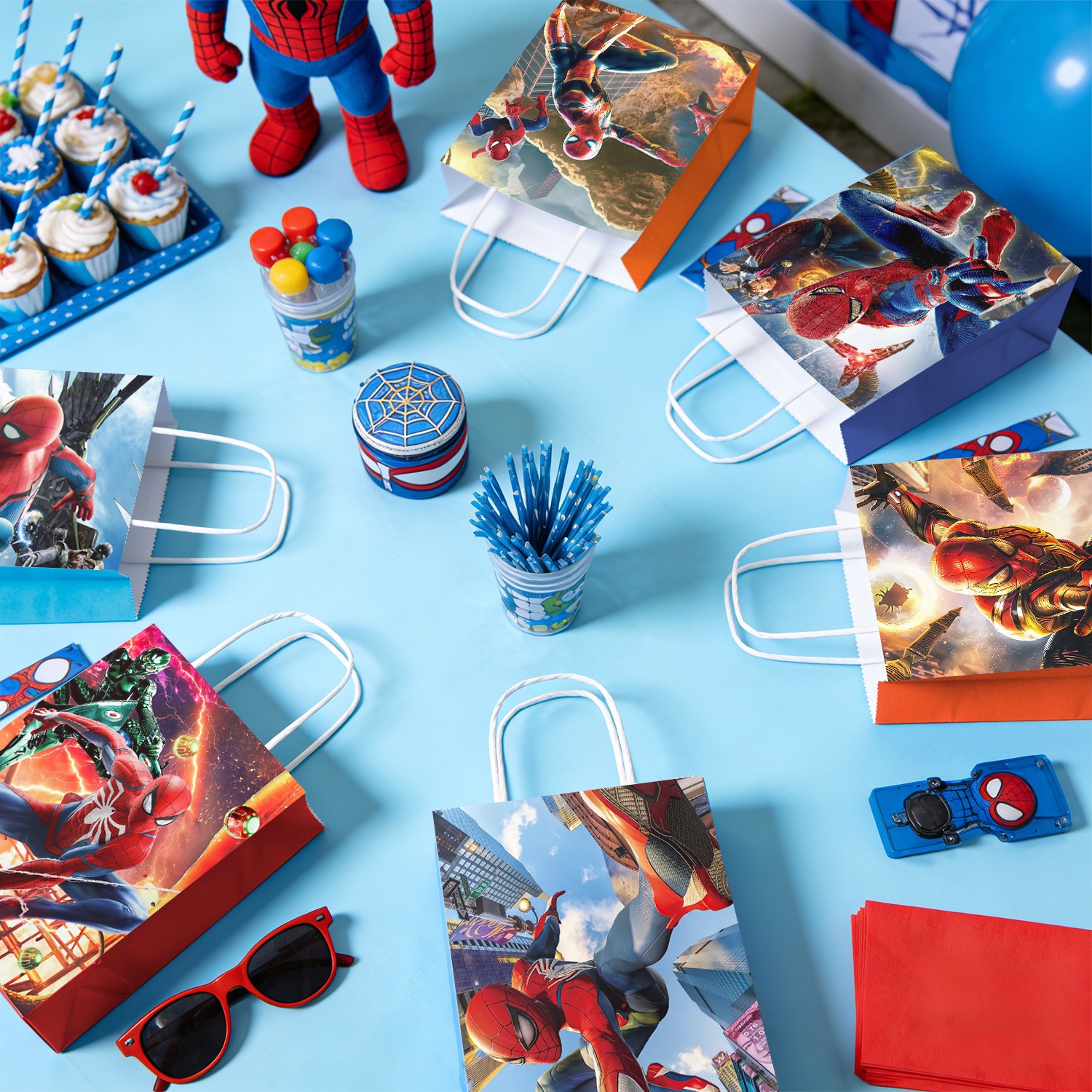 18 Pcs Spiderman Party Favors Gift Bag Avengers Goodie Bags Loot Bags Food Bags