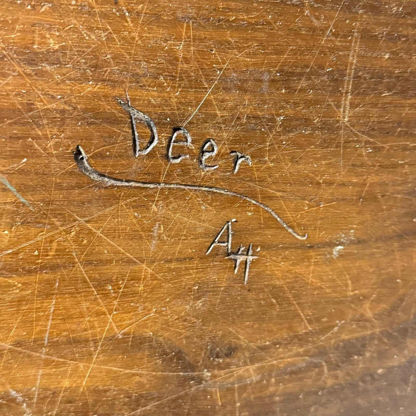 Vintage Hand Carved Wood Deer Forest Table Vase Pentagon Rustic Folk Primitive