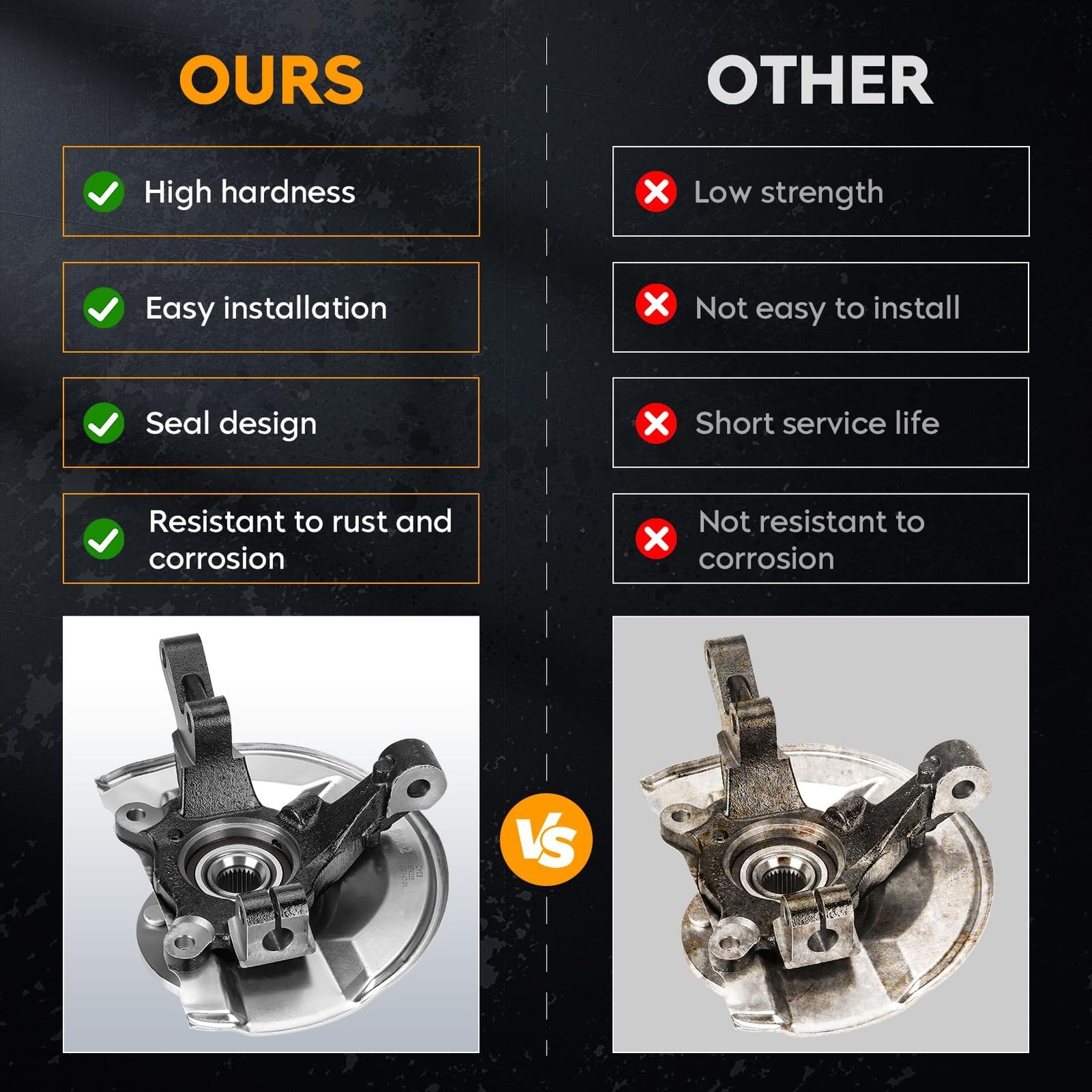 Front Steering Knuckles & Wheel Bearing Hub Assembly Driver and Passenger Sid...