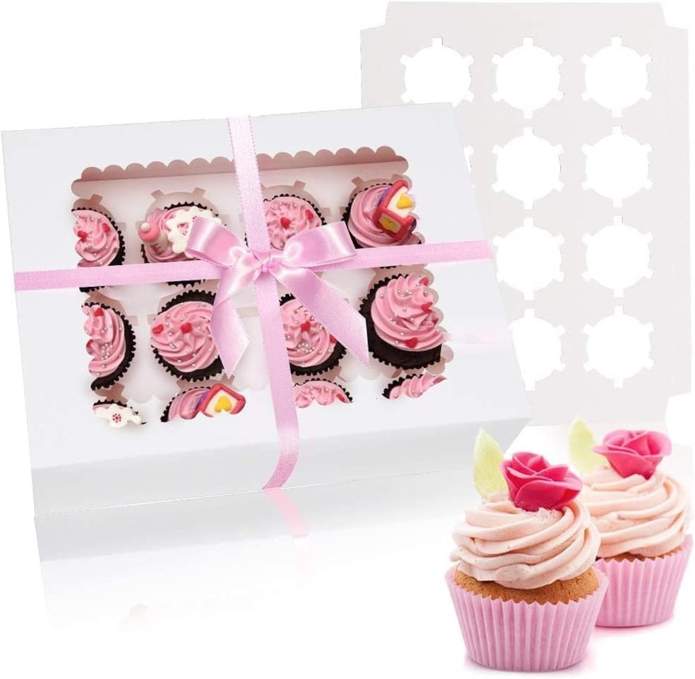 Food Safety 6 Pack Cupcake Boxes - Removable Inserts and Clear Windows