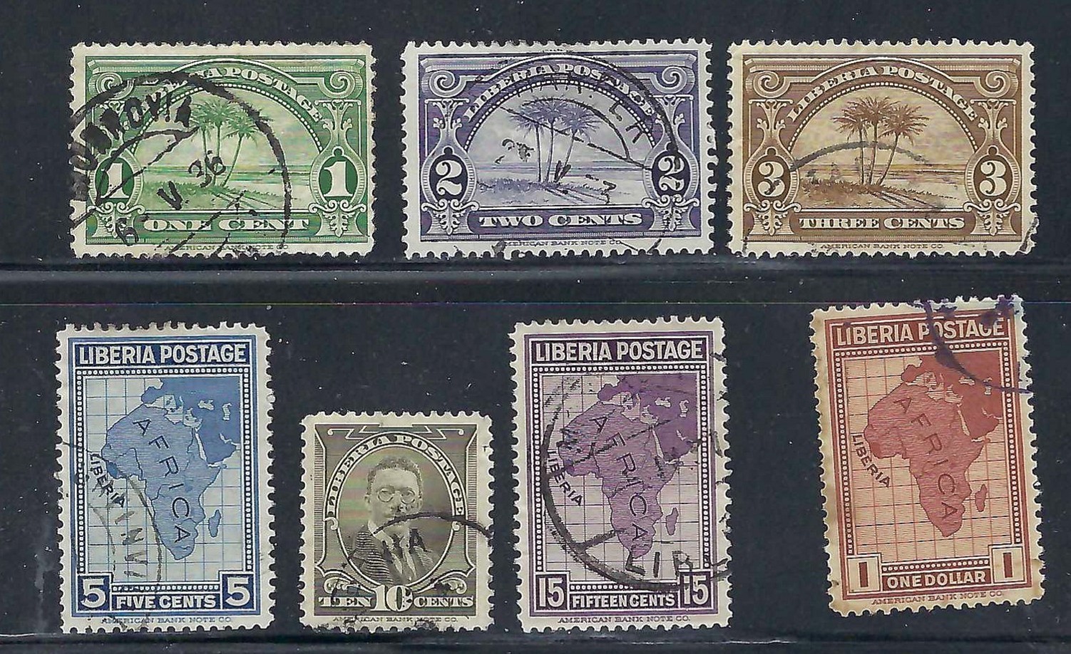 Liberia # 230-36 Used 1928 ABNCo Issue Map
