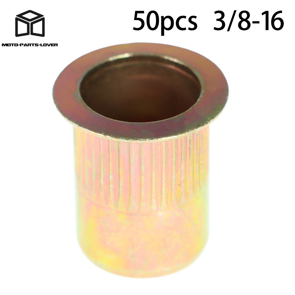 50 Pcs 3/8 - 16 Carbon Steel Rivet Nuts Flat Head Threaded Insert