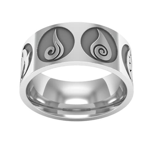Solid 925 Sterling Silver Element Ring Fire Water Earth Air Symbols For Her