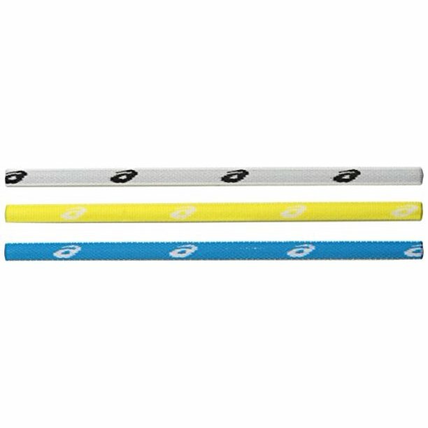 2 Packs of 3 asics Team Aerobic Comfort Headbands Blue Yellow White (6 Total)