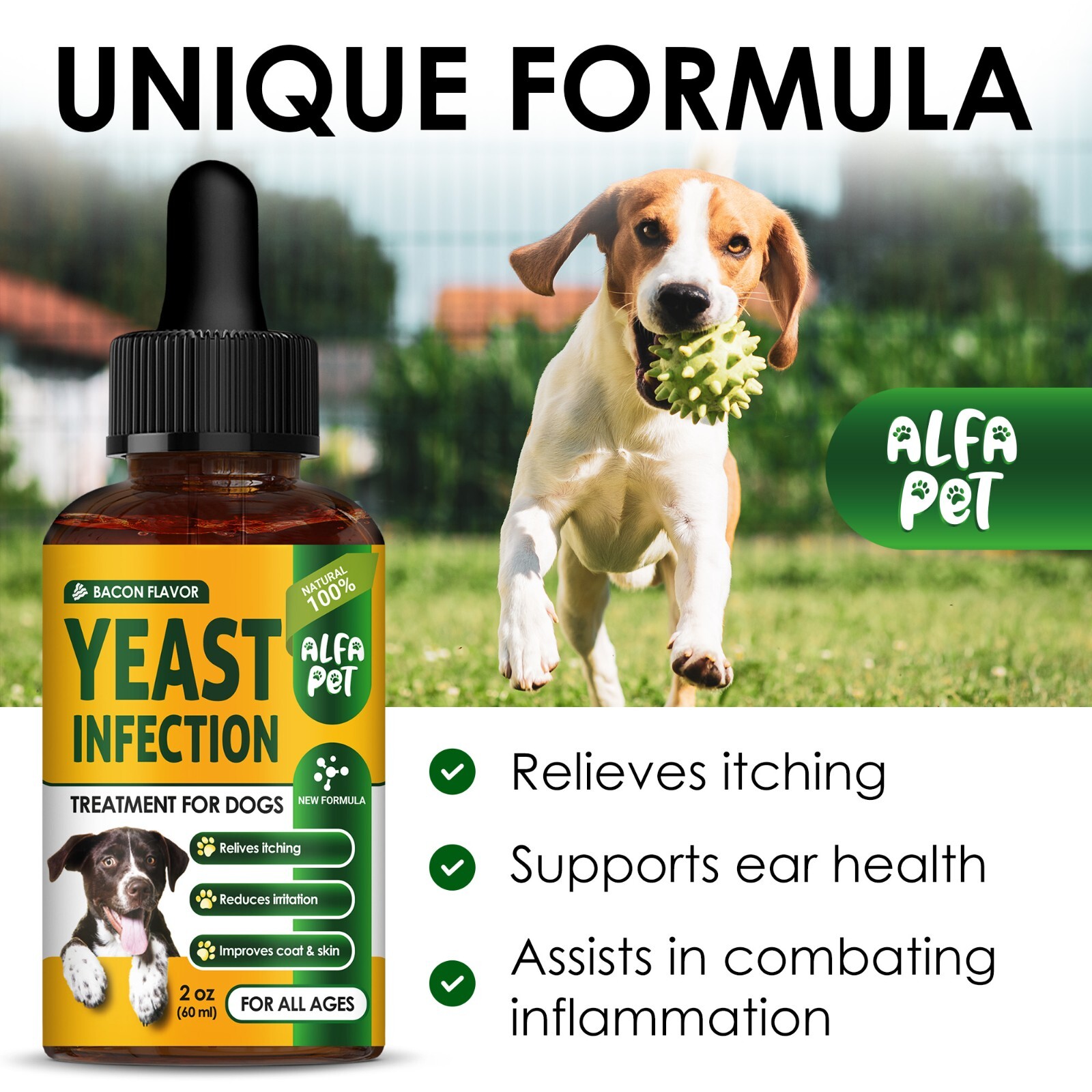Yeast Infection Treatment for Dogs | Itchy Skin Relief | Herbal Drops | 2 Oz