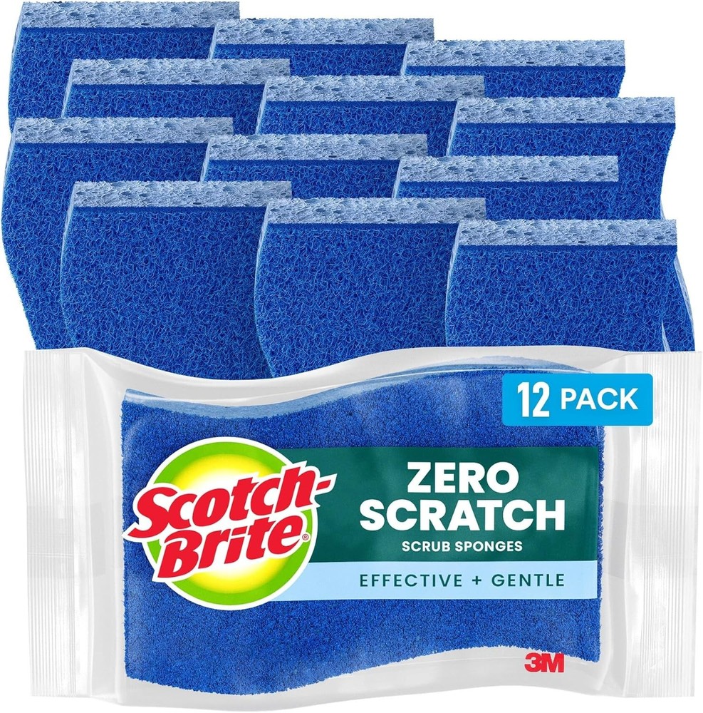Zero Scratch Scrub Sponge, Non-Scratch Sponge, 12 Kitchen Sponges for Cleaning