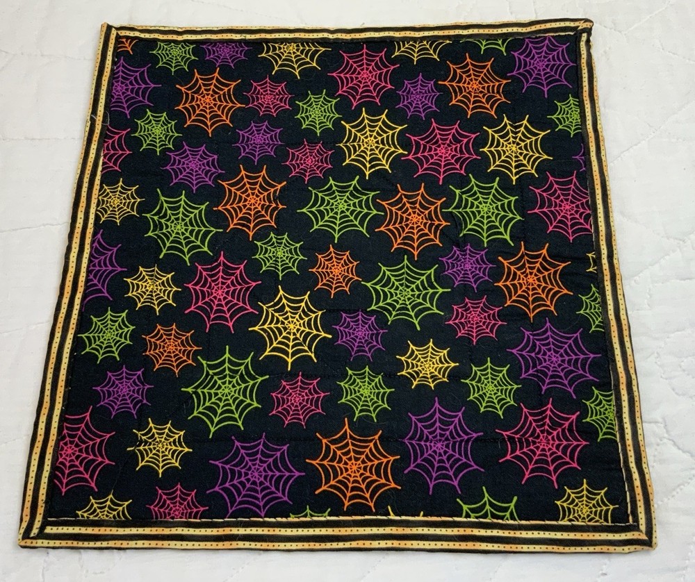 Hand Made Patchwork Quilt Table Topper, Fall, Halloween, Triangles & Squares