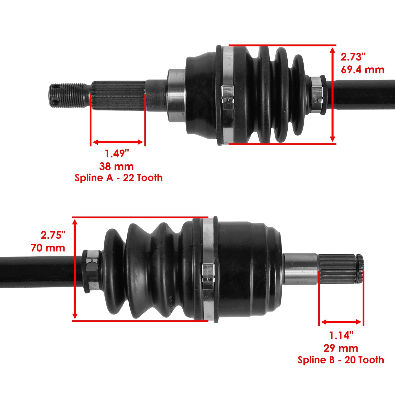 Front Left And Right Complete Axles for Kawasaki Prairie 400 KVF400 4X4 1997-02