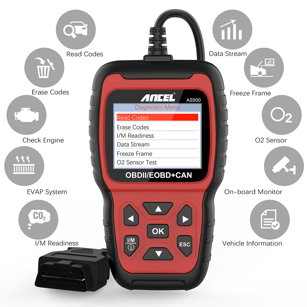 Ancel AS500 Car Code Reader OBD2 Scanner Check Engine Live Data Diagnostic Tool