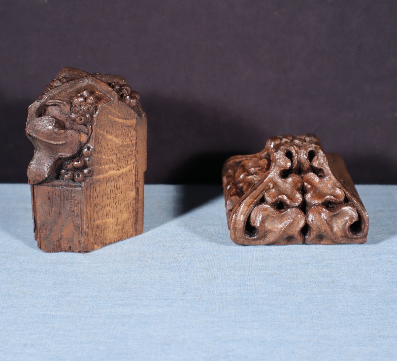 Two French Antique Highly Carved Trim/Corbels Solid Oak and Walnut Wood