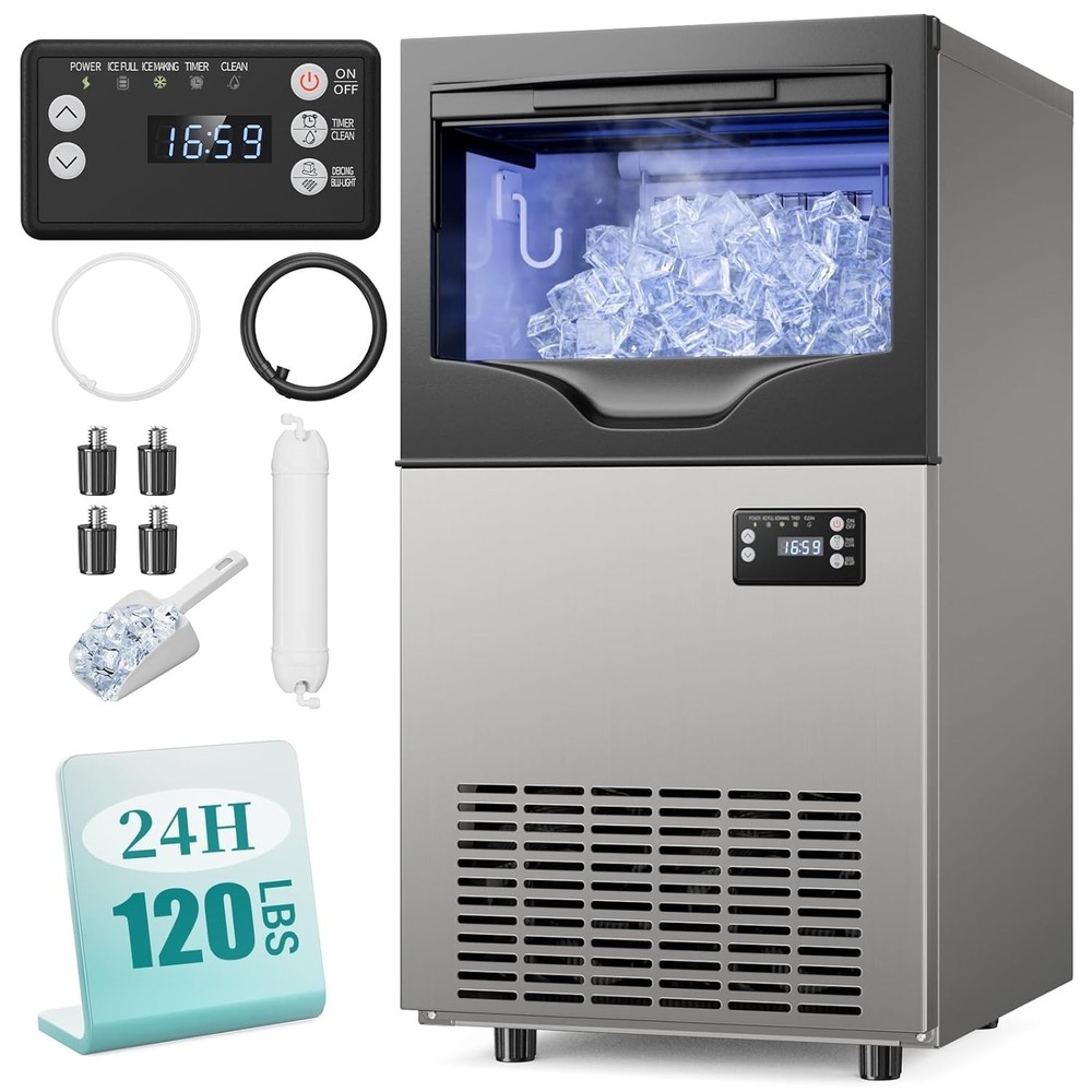 120LBS/24H Commercial Ice Maker Machine, Under Counter Ice Maker