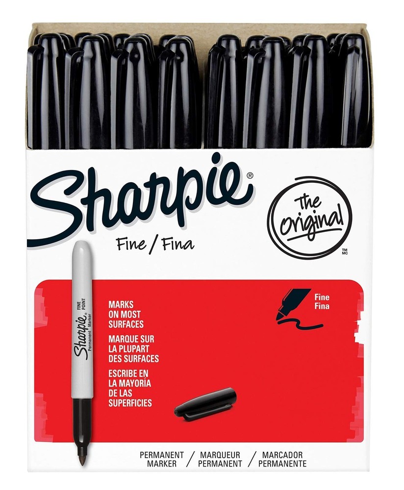Permanent Marker Fine Point, Black with Sharpie Quick Drying/Waterproof - 36 Cou