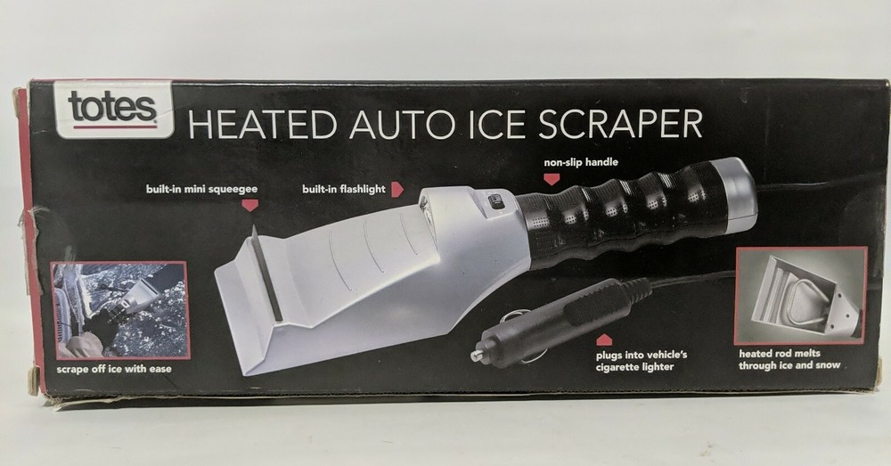 Totes Heated Auto Ice Scraper Flashlight 15' 12 Volt DC Cord