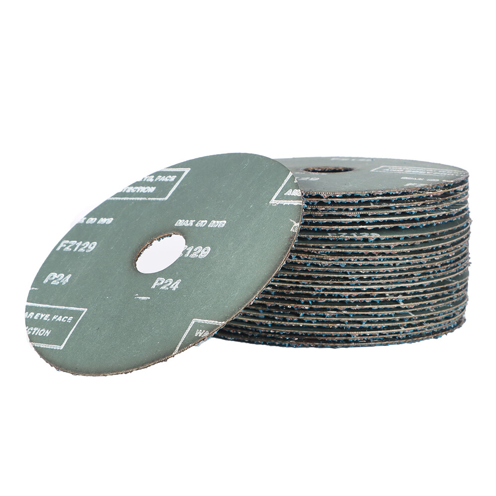 25 Pack 5Inch x 7/8Inch 24 Grit Zirconia Resin Fiber Grinding And Sanding Disc