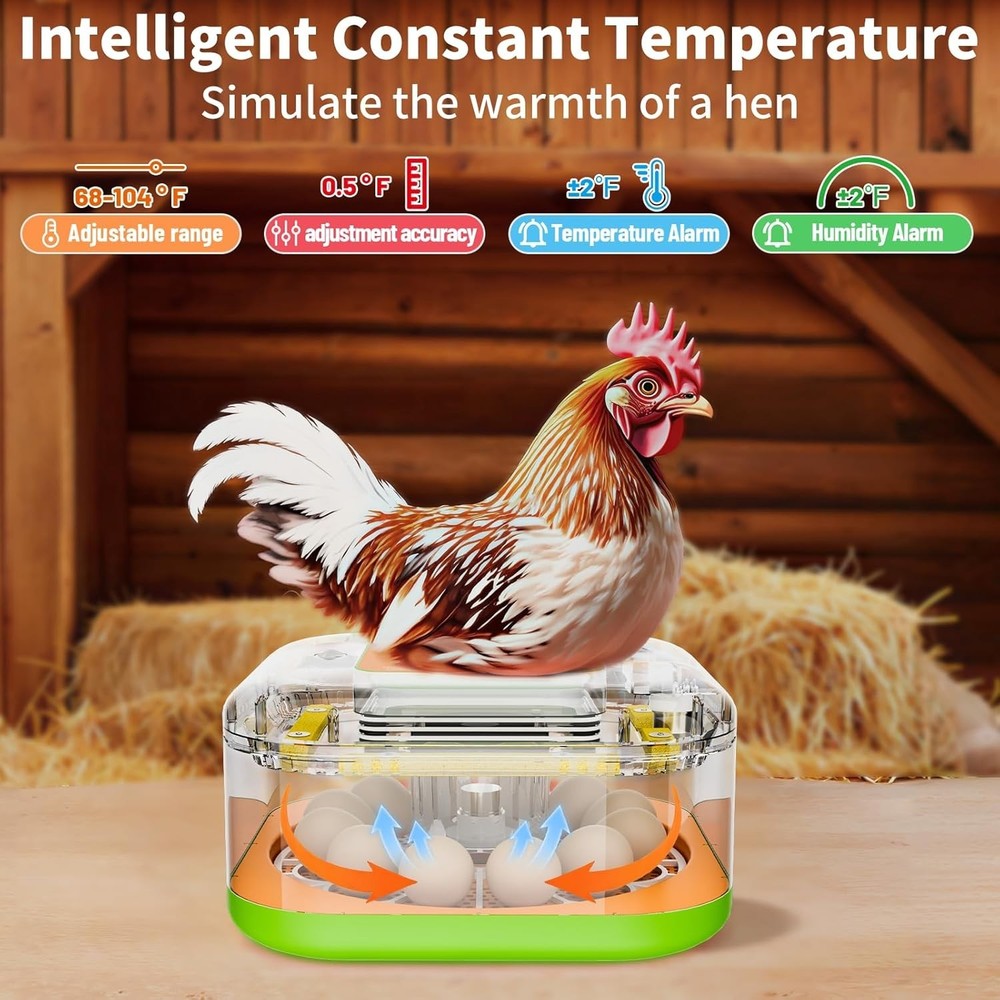 12‑Egg Incubator with Auto Turner & LED Display