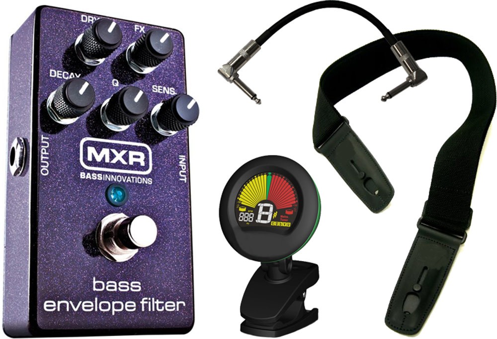 MXR M82 Bass Envelope Filter Pedal w/ Patch Cable, Tuner, and Strap