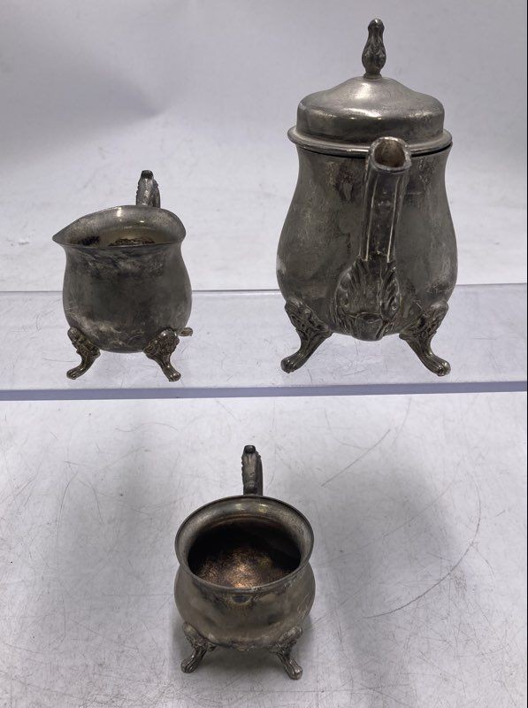 Vintage Elegance Silver Plated Silverware Collectible Cream Sugar And Teapot Set
