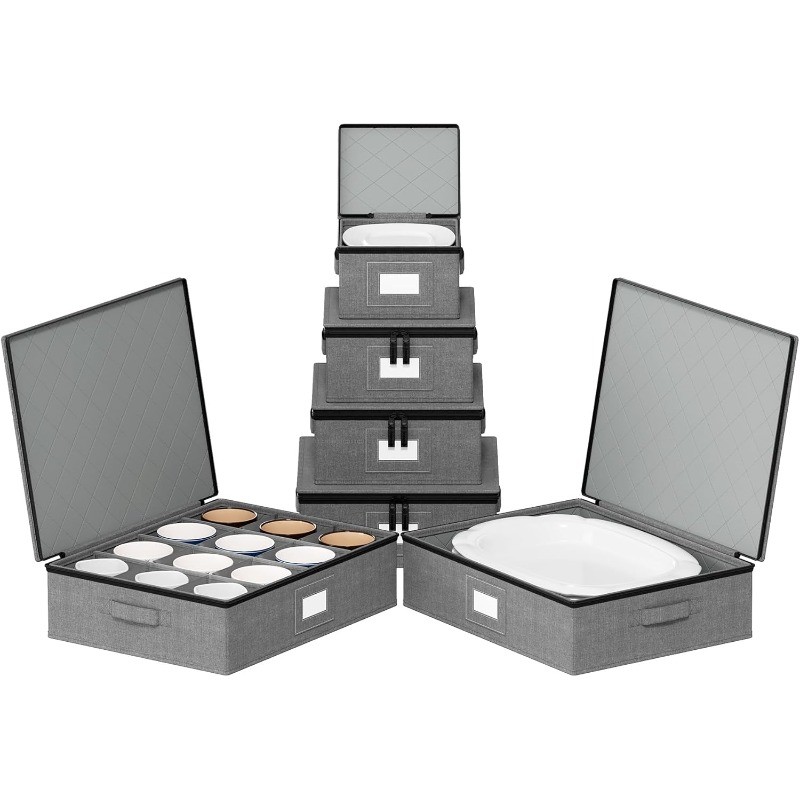 China Storage Containers 6 Pack, Stackable Hard Shell Quilted Cases with Soft