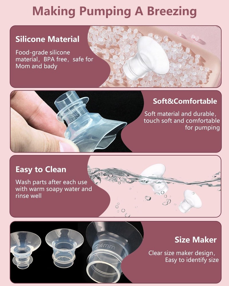 4Pcs Breast Pump Flange Insert 16mm Compatible with 4pcs-16mm