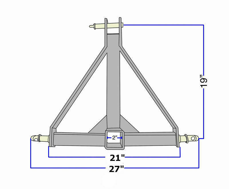 3 Point 2" Receiver Trailer Hitch Drawbar Adapter Category One Tractor