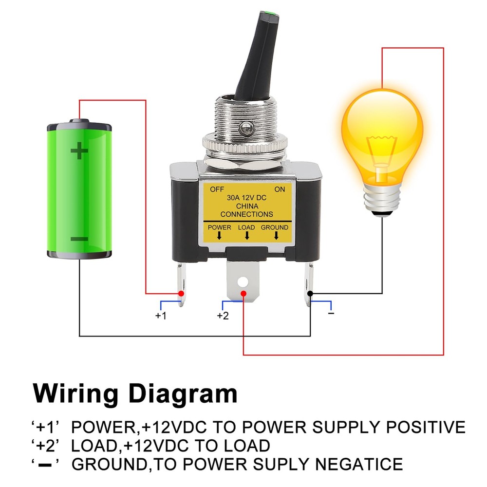 4PCS Green LED Toggle Switch 30 Amp 12 Volt Toggle Switch SPST ON Off 2 Posit...