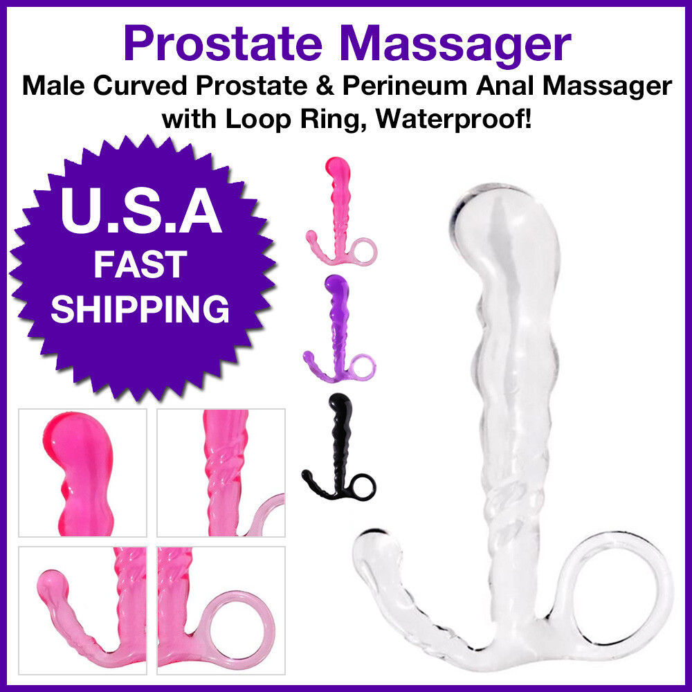 Dual Perineum & Prostate Massager with Pull Loop Ring, Waterproof for Men P-spot