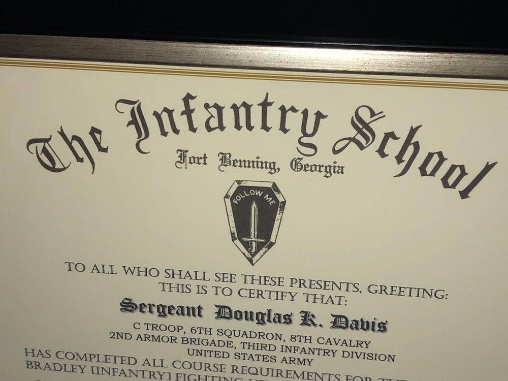 ARMY - INFANTRY SCHOOL / BRADLEY COMMANDER'S COURSE CERTIFICATE