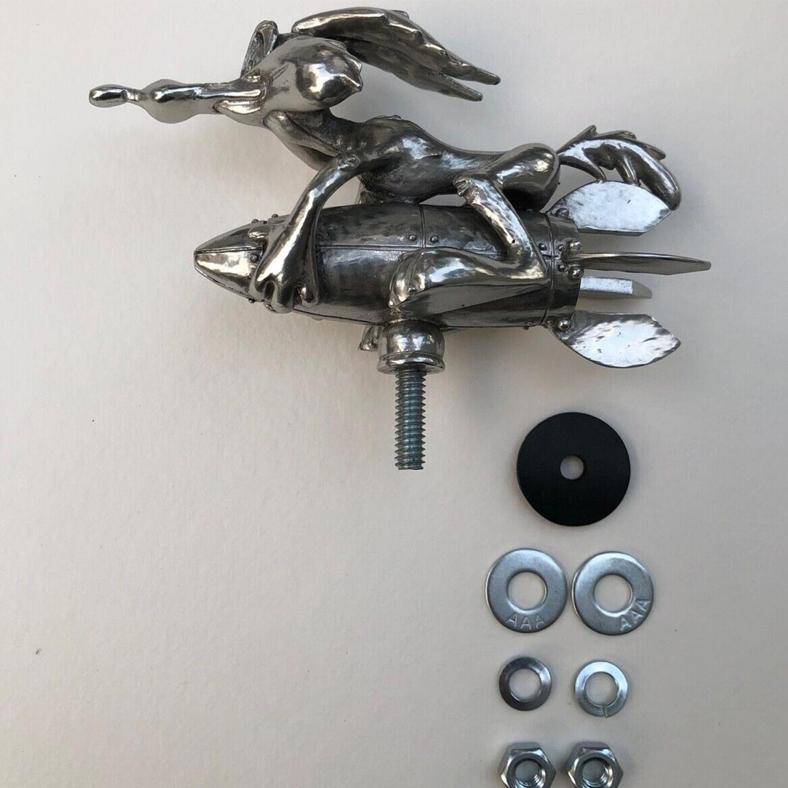 NEW Car Ornament Cartoon Rocket Rider Badge Mechanic Front Hood Decoration Auto