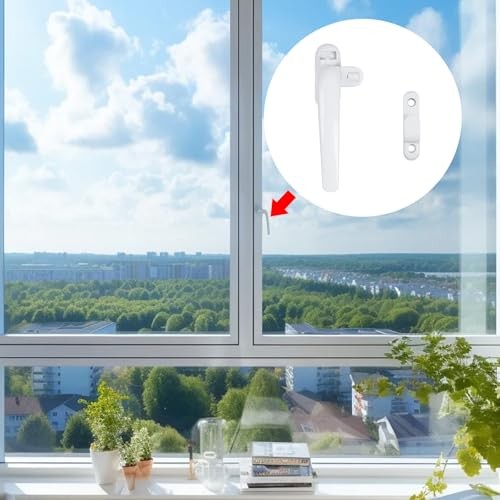 2 Pcs Casement Window Lock Side Lever Locking Handle, Window Hardware Zinc Left