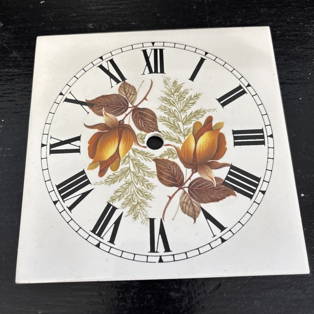 Vintage Floral Replacement Ceramic 6” Square Clock Face