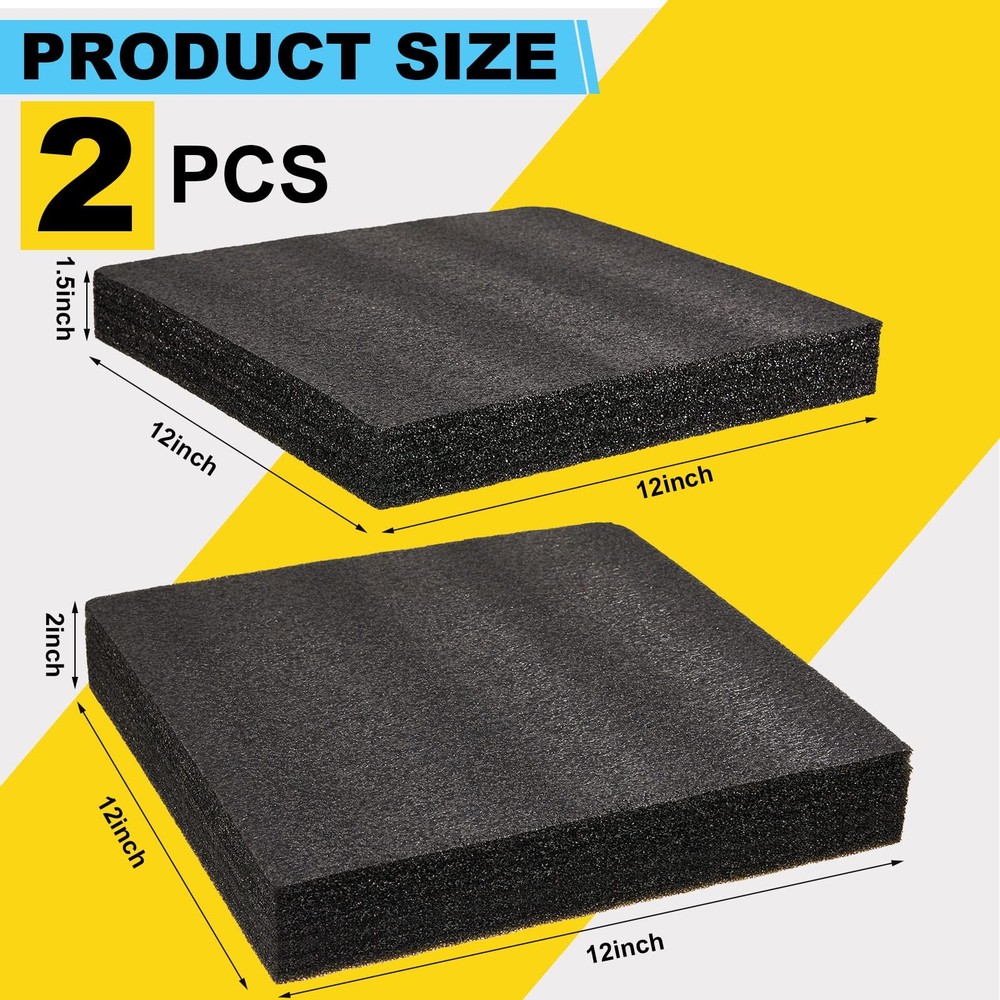 2 Pcs Customizable Polyethylene Foam Packing Foam Insert Sheets Thick Black S...