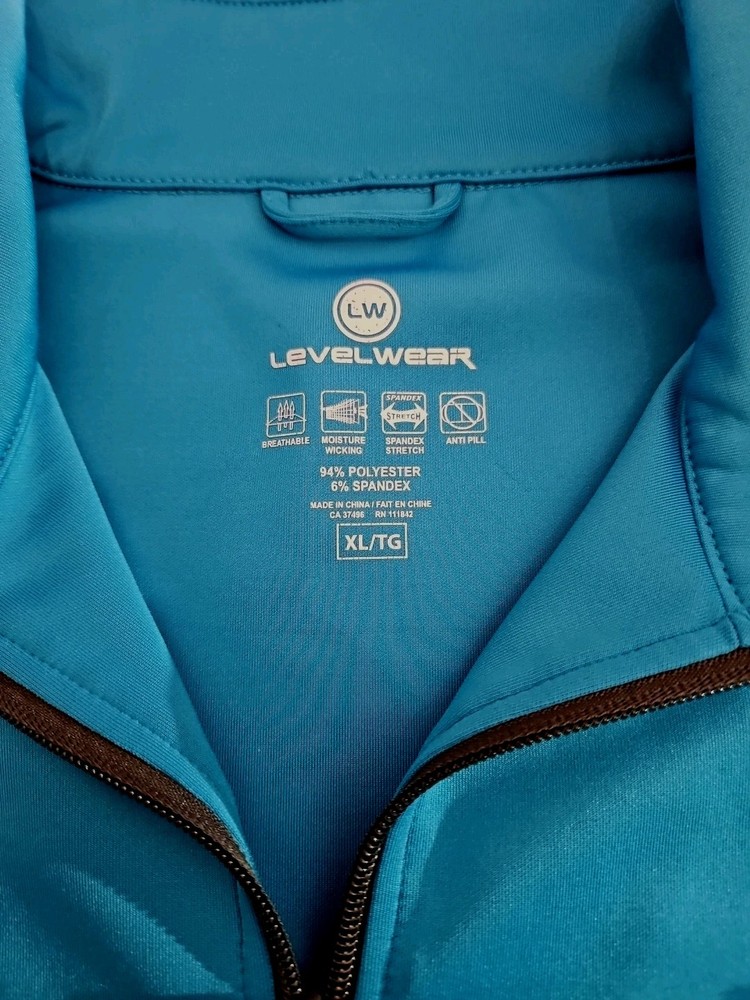 Levelwear Mens Pullover 1/4 Zip Golf Pullover Aqua Blue Size XL