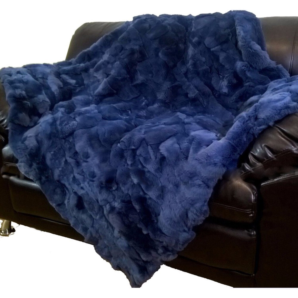 Luxury Real Rex Rabbit Fur Throw Blanket Couch Armchair Mat Bedspread 55x79inch