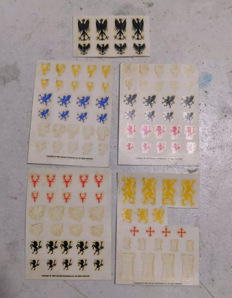 Warhammer Bretonnian Bretonnia Knights Transfer Transfers Decals 1990 OOP