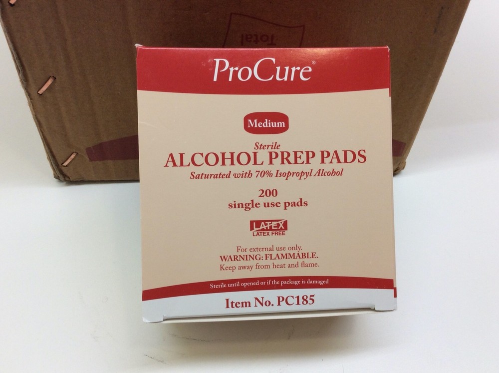 Procure Alcohol Prep Pads Medium 200 Pack Case of 20 Packages