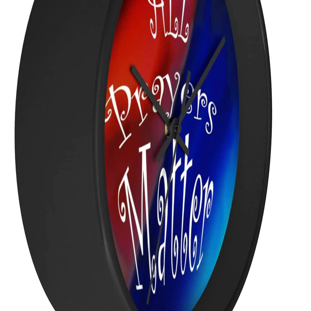 Wall Clock Dark Rainbow Background "All Prayers Matter"