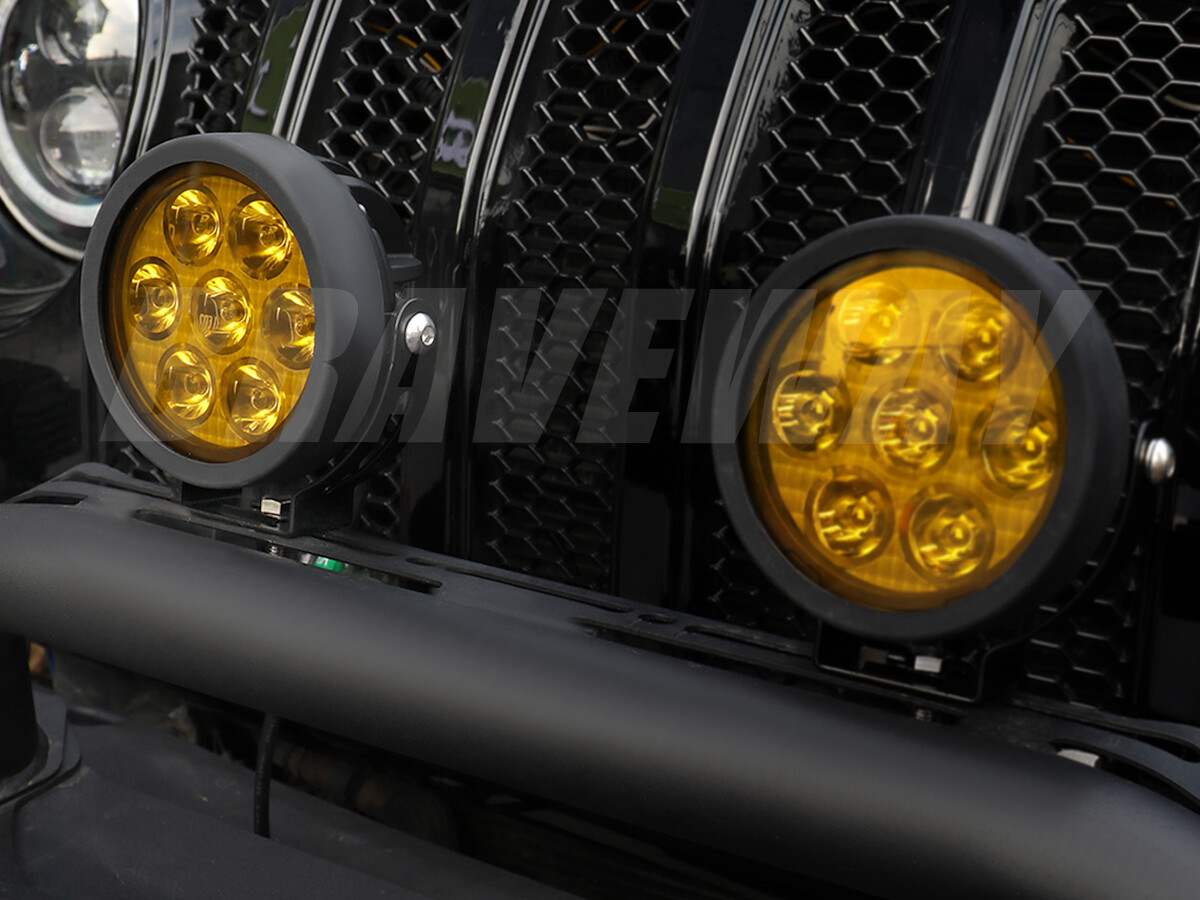 Pair Yellow White Motorcycle LED Spot Light Auxiliary Headlight Fog Driving Lamp