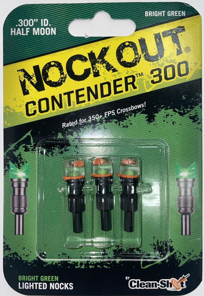 NockOut Lighted Nocks Crossbow .300'' ID Halfmoon Green 3 Pack