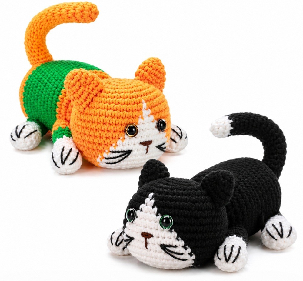 Cat Crochet Kit 2 Pack for Beginners Amigurumi DIY Set with Video Tutorial