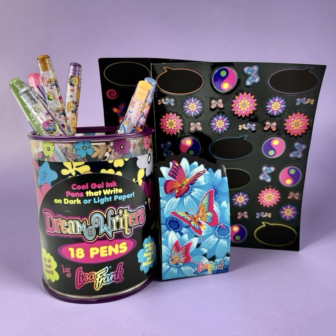 LISA FRANK DREAM WRITERS Vintage LOT Dried Up GEL PENS Stickers Notepad Holder