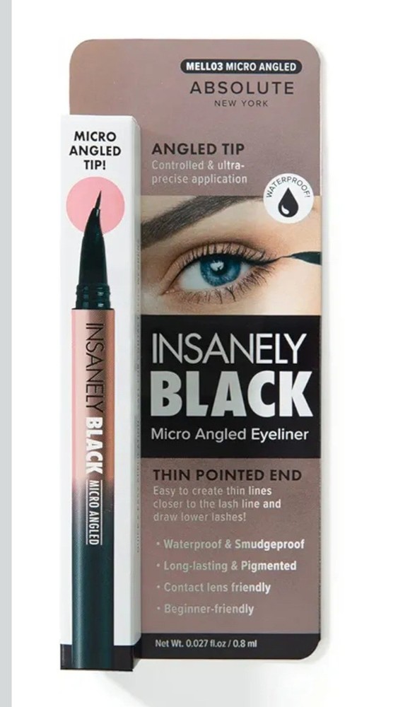 Absolute New York Insanely Black Micro Angled Liquid Eyeliner, Thin Pointed End,